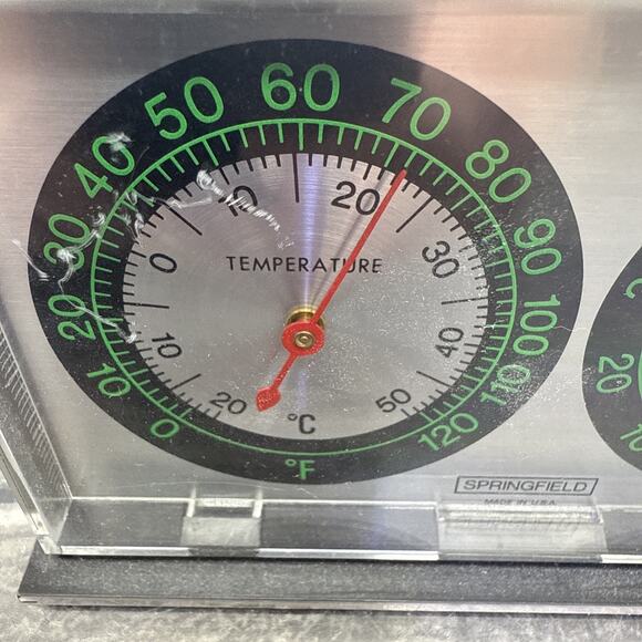 Vintage Temperature And Humidity Gauge By Springfield USA Great Condition Rare - Picture 2 of 9